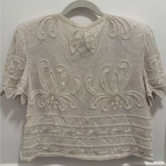 VINTAGE Nipon Boutique Cream Beaded Jacket - Picture 2 of 6